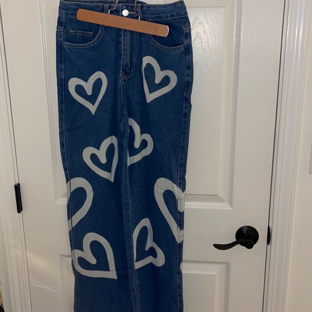 Brand New Trendy heart denim jeans
